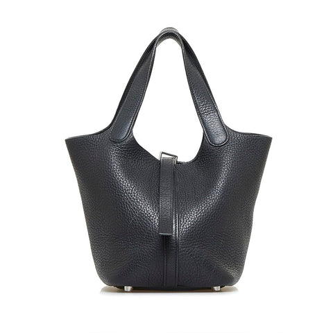 エルメス ピコタンPM シルバー金具 ハンドバッグ ノワール ブラック トリヨンクレマンス レディース HERMES 【中古】