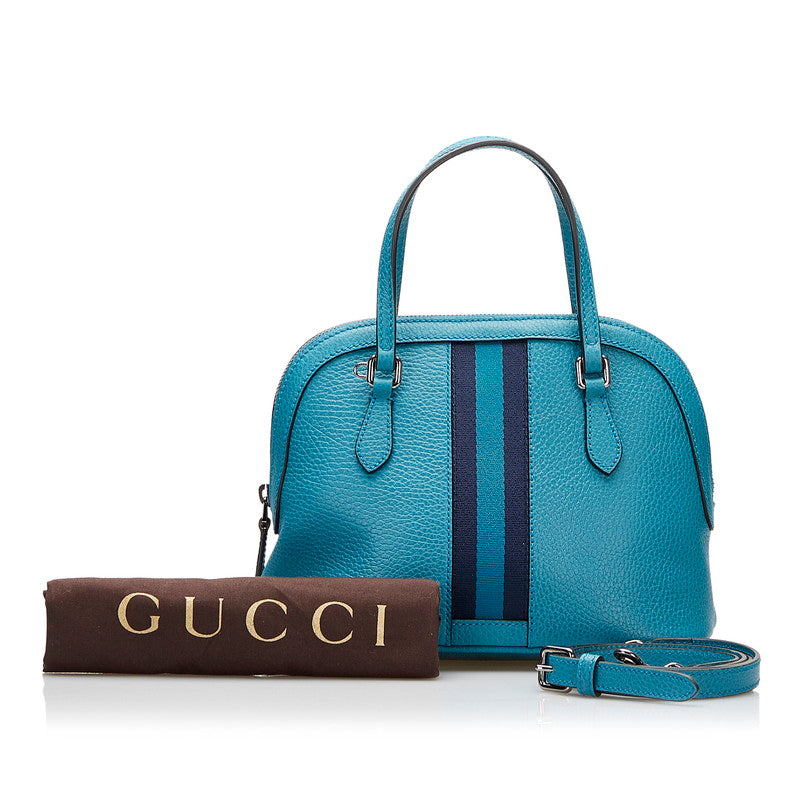 グッチ シェリーライン ハンドバッグ ショルダーバッグ 2WAY 341504 ブルー レザー レディース GUCCI 【中古】
