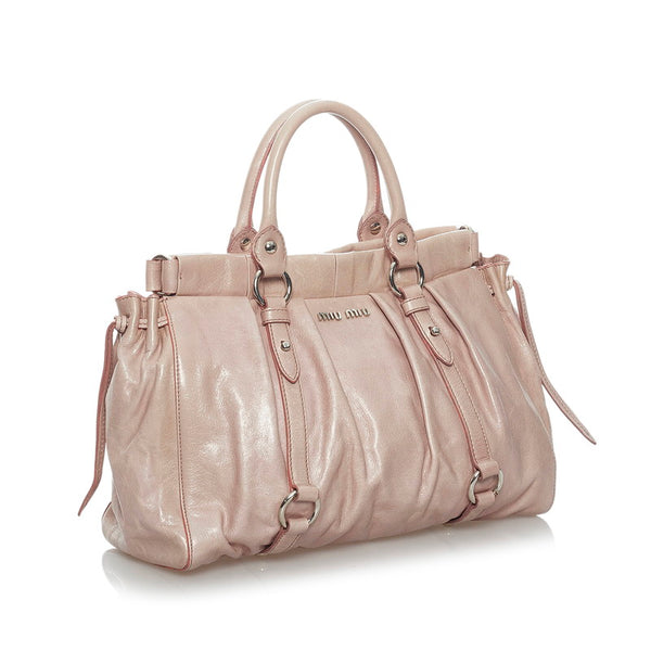 ミュウミュウ ハンドバッグ ショルダーバッグ 2WAY ピンク レザー レディース MIUMIU 【中古】