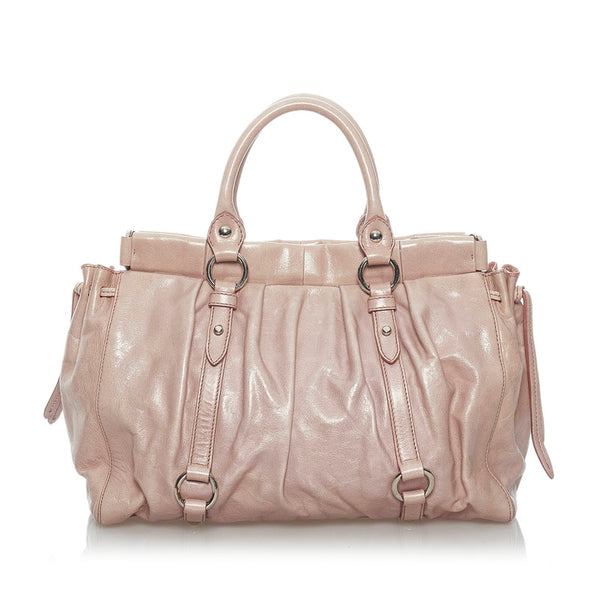 ミュウミュウ ハンドバッグ ショルダーバッグ 2WAY ピンク レザー レディース MIUMIU 【中古】