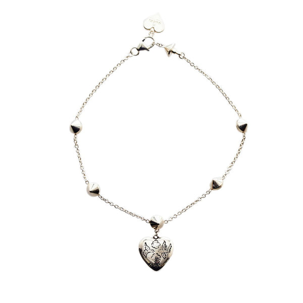 グッチ カラーストーン ハート ブレスレット SV925 シルバー レディース GUCCI 【中古】