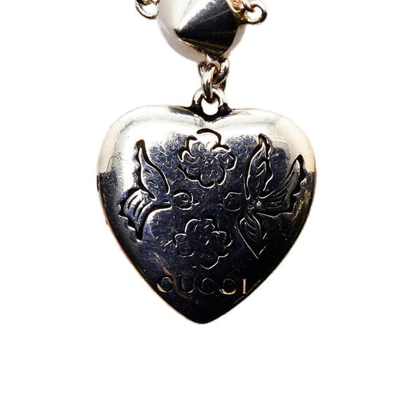 グッチ カラーストーン ハート ブレスレット SV925 シルバー レディース GUCCI 【中古】