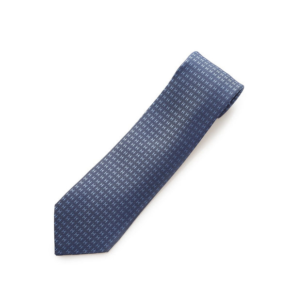 エルメス ブルー シルク ネクタイ メンズ HERMES 【中古】