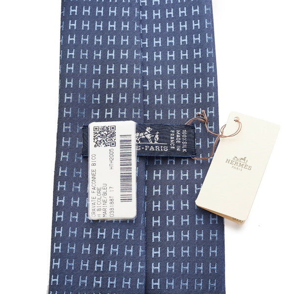 エルメス ブルー シルク ネクタイ メンズ HERMES 【中古】
