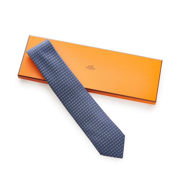 エルメス ブルー シルク ネクタイ メンズ HERMES 【中古】