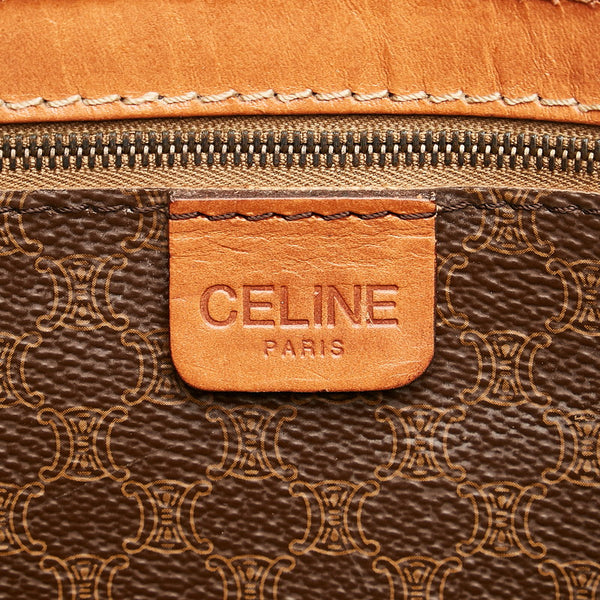 セリーヌ マカダム ボストンバッグ トラベルバッグ 旅行用バッグ ブラウン PVC レザー レディース CELINE 【中古】