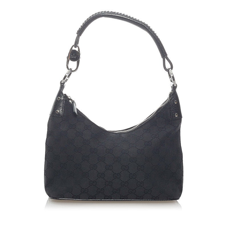 グッチ GGキャンバス ハンドバッグ 115002 ブラック キャンバス レザー レディース GUCCI 【中古】