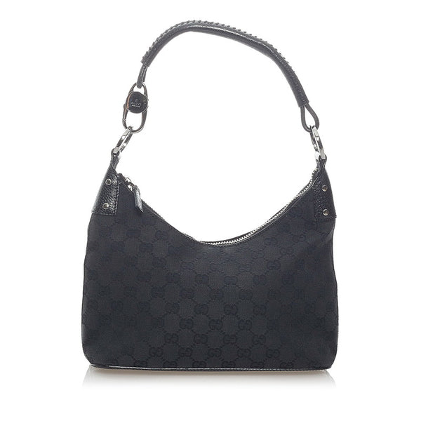 グッチ GGキャンバス ハンドバッグ 115002 ブラック キャンバス レザー レディース GUCCI 【中古】