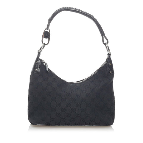 グッチ GGキャンバス ハンドバッグ 115002 ブラック キャンバス レザー レディース GUCCI 【中古】