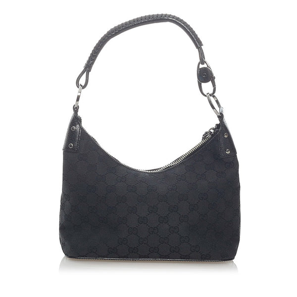 グッチ GGキャンバス ハンドバッグ 115002 ブラック キャンバス レザー レディース GUCCI 【中古】