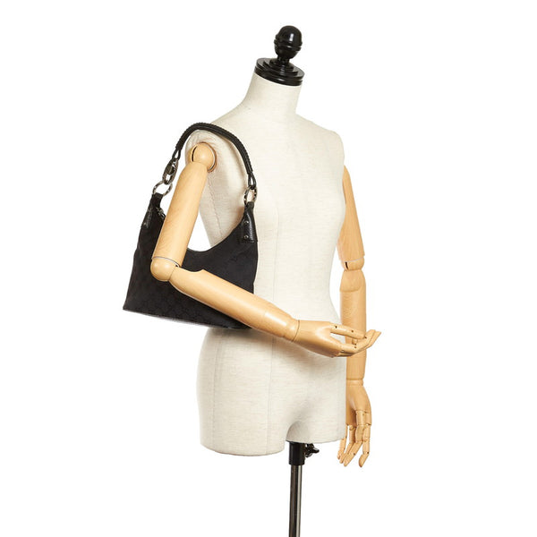 グッチ GGキャンバス ハンドバッグ 115002 ブラック キャンバス レザー レディース GUCCI 【中古】