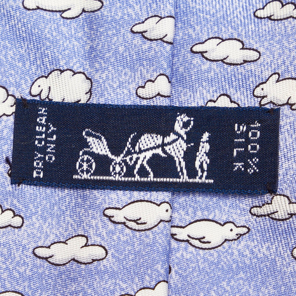 エルメス ライトブルー シルク ネクタイ メンズ HERMES 【中古】