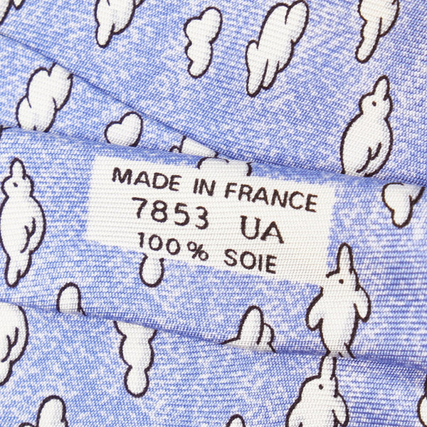 エルメス ライトブルー シルク ネクタイ メンズ HERMES 【中古】