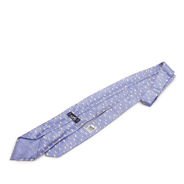 エルメス ライトブルー シルク ネクタイ メンズ HERMES 【中古】