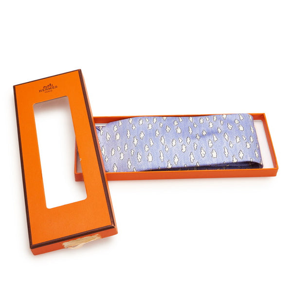 エルメス ライトブルー シルク ネクタイ メンズ HERMES 【中古】