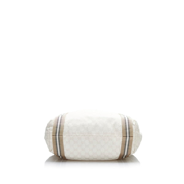 グッチ GGキャンバス トートバッグ 189669 ホワイト キャンバス レザー レディース GUCCI 【中古】