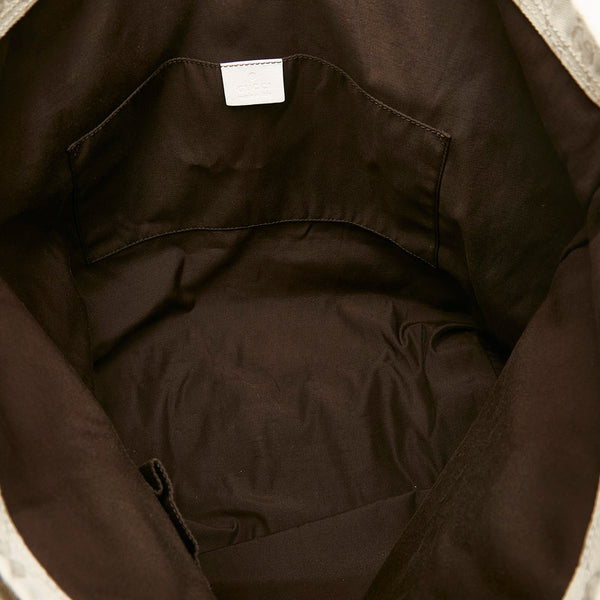 グッチ GGキャンバス トートバッグ 189669 ホワイト キャンバス レザー レディース GUCCI 【中古】