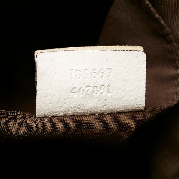 グッチ GGキャンバス トートバッグ 189669 ホワイト キャンバス レザー レディース GUCCI 【中古】