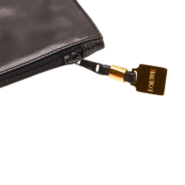 ロエベ アナグラム クラッチバッグ ブラック レザー メンズ LOEWE 【中古】