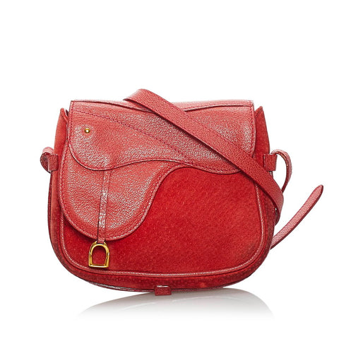 グッチ オールドグッチ サドルバッグ 斜め掛け ミニ ショルダーバッグ 007 113 レッド スウェード レザー レディース GUCCI 【中古】