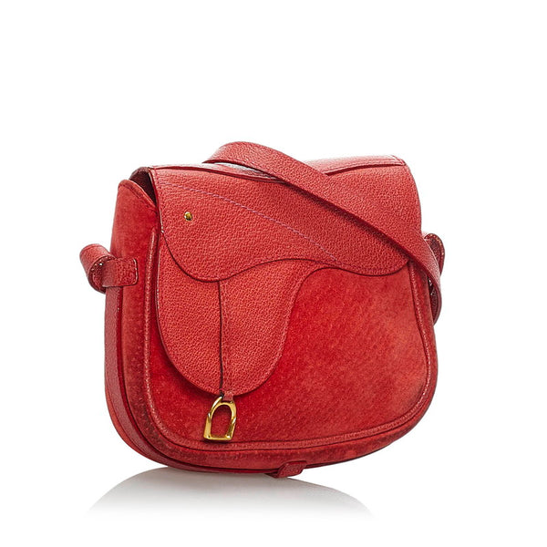 グッチ オールドグッチ サドルバッグ 斜め掛け ミニ ショルダーバッグ 007 113 レッド スウェード レザー レディース GUCCI 【中古】