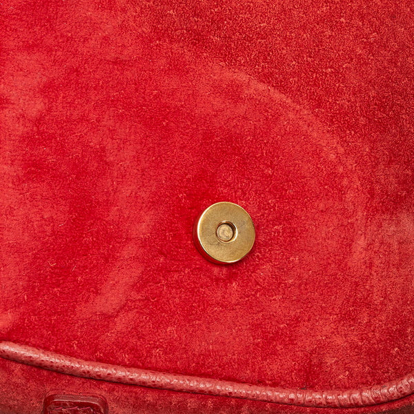 グッチ オールドグッチ サドルバッグ 斜め掛け ミニ ショルダーバッグ 007 113 レッド スウェード レザー レディース GUCCI 【中古】