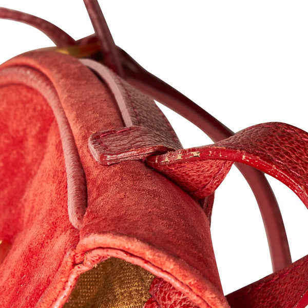 グッチ オールドグッチ サドルバッグ 斜め掛け ミニ ショルダーバッグ 007 113 レッド スウェード レザー レディース GUCCI 【中古】