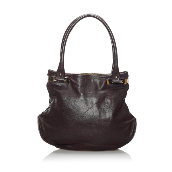 セリーヌ ロゴ ハンドバッグ ショルダーバッグ ブラウン レザー レディース CELINE 【中古】