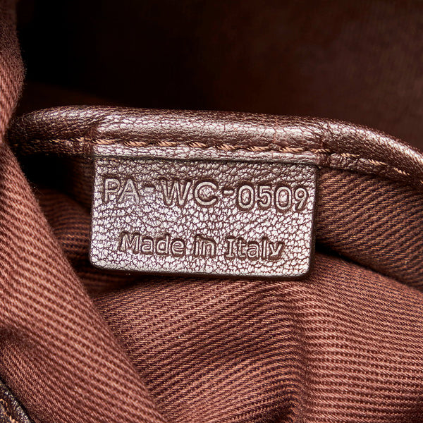 セリーヌ ロゴ ハンドバッグ ショルダーバッグ ブラウン レザー レディース CELINE 【中古】