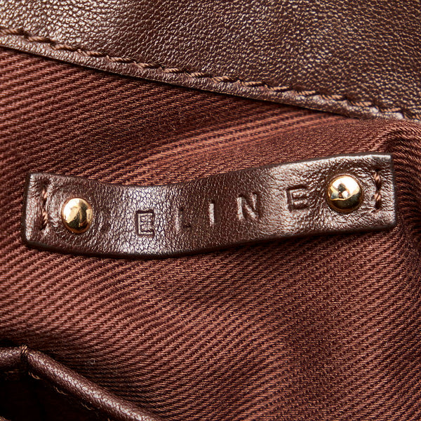 セリーヌ ロゴ ハンドバッグ ショルダーバッグ ブラウン レザー レディース CELINE 【中古】