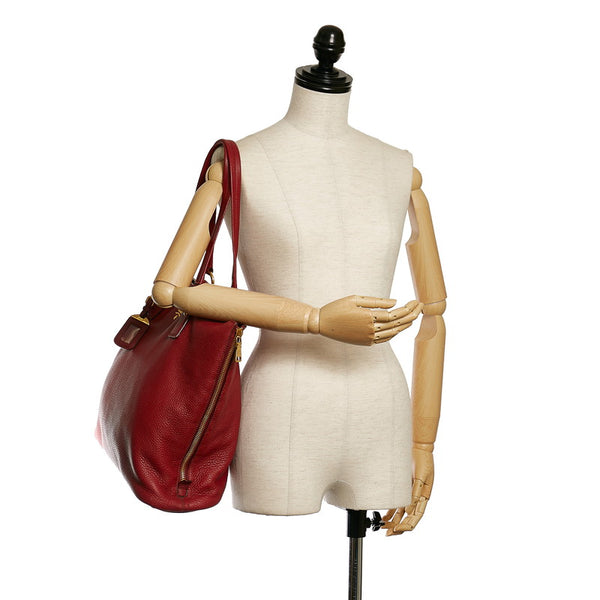 プラダ トートバッグ ショルダーバッグ BR4372 レッド レザー レディース PRADA 【中古】