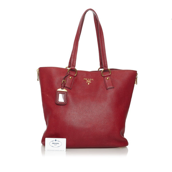プラダ トートバッグ ショルダーバッグ BR4372 レッド レザー レディース PRADA 【中古】