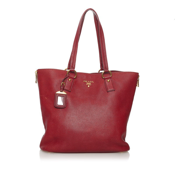 プラダ トートバッグ ショルダーバッグ BR4372 レッド レザー レディース PRADA 【中古】
