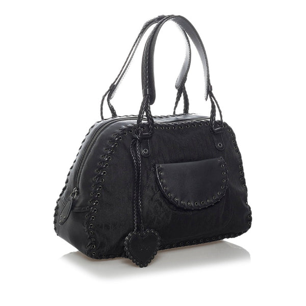 ディオール トロッター ハンドバッグ ブラック キャンバス レザー レディース Dior 【中古】