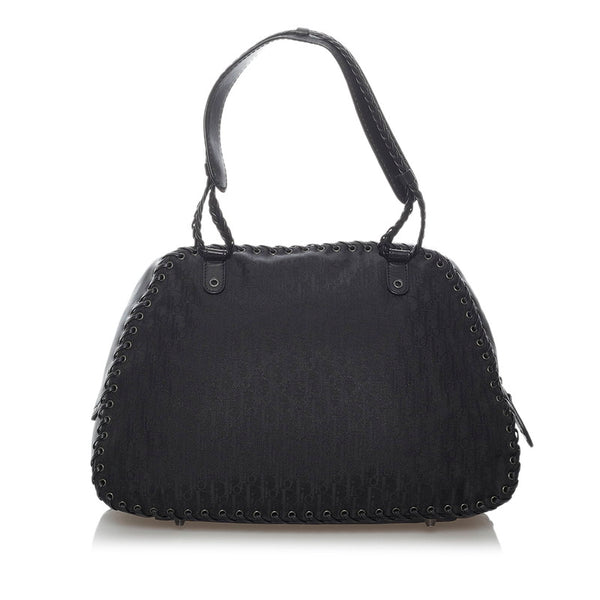 ディオール トロッター ハンドバッグ ブラック キャンバス レザー レディース Dior 【中古】