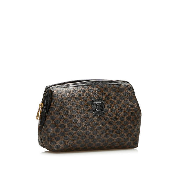 セリーヌ マカダム ポーチ ブラック ブラウン PVC レザー レディース CELINE 【中古】
