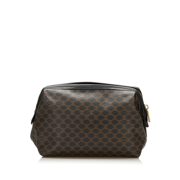 セリーヌ マカダム ポーチ ブラック ブラウン PVC レザー レディース CELINE 【中古】