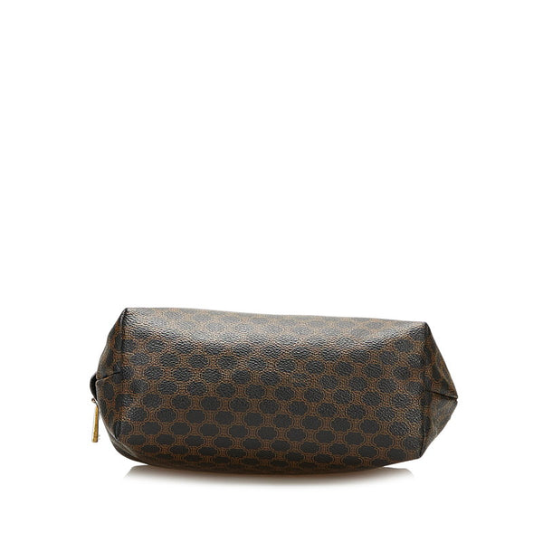 セリーヌ マカダム ポーチ ブラック ブラウン PVC レザー レディース CELINE 【中古】