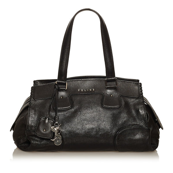 セリーヌ ブラック レザー ハンドバッグ レディース CELINE 【中古】