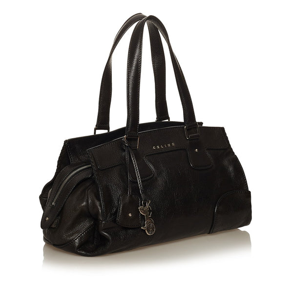 セリーヌ ブラック レザー ハンドバッグ レディース CELINE 【中古】