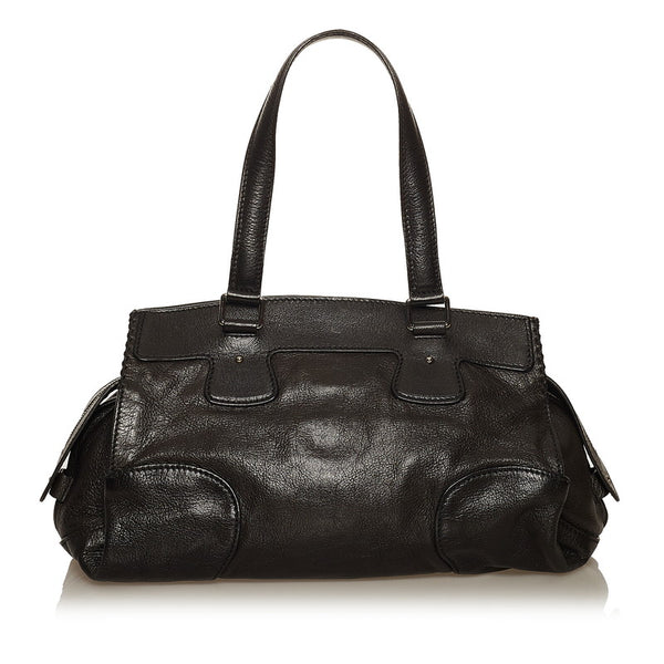 セリーヌ ブラック レザー ハンドバッグ レディース CELINE 【中古】