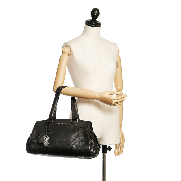 セリーヌ ブラック レザー ハンドバッグ レディース CELINE 【中古】