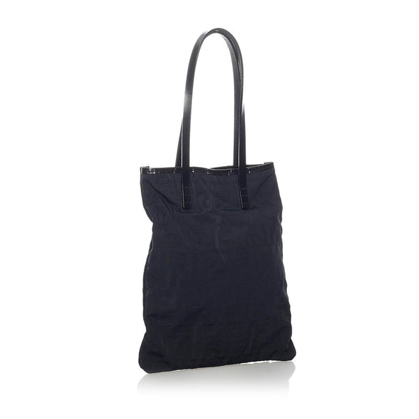 フェンディ ズッカ ハンドバッグ ブラック ナイロン レザー レディース FENDI 【中古】