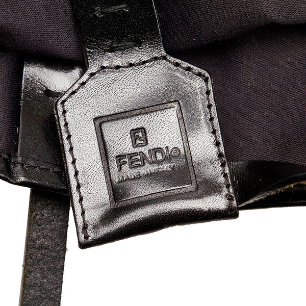 フェンディ ズッカ ハンドバッグ ブラック ナイロン レザー レディース FENDI 【中古】