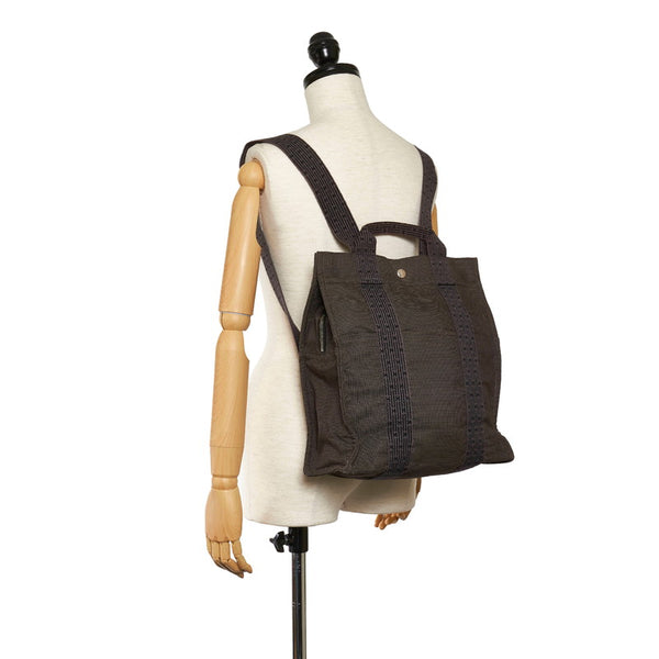 エルメス エールラインアドMM リュック バックパック グレー キャンバス メンズ HERMES 【中古】