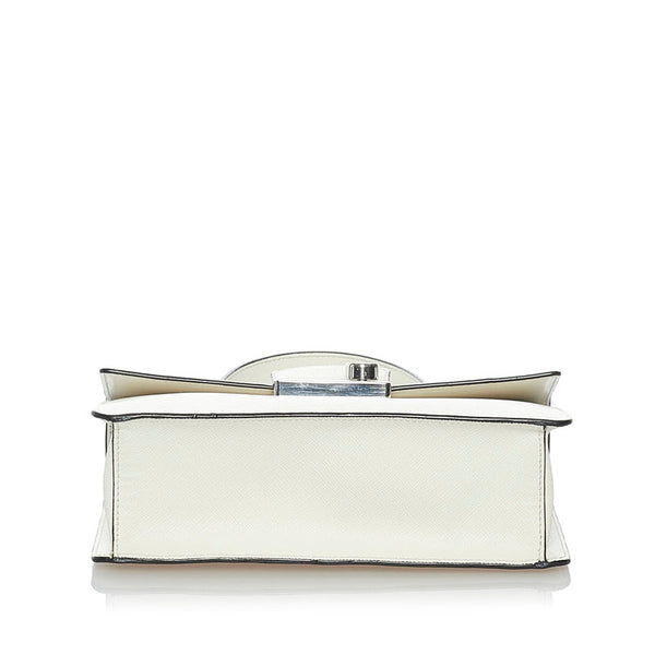プラダ サフィアーノ 1BD034 ホワイト レザー チェーン ショルダーバッグ レディース PRADA 【中古】