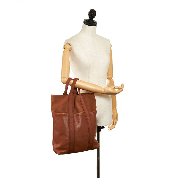 エルメス フールトゥ カバス トートバッグ ブラウン レザー キャンバス メンズ HERMES 【中古】