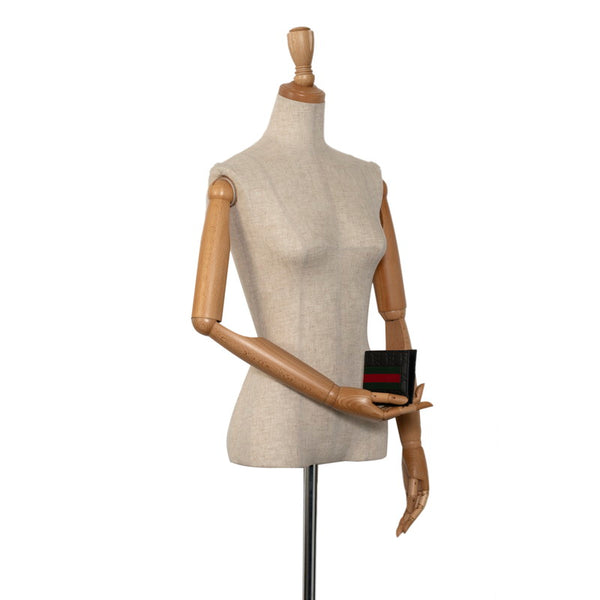 グッチ グッチシマ ニューウェブ 二つ折り財布 408826 ブラック レッド グリーン レザー メンズ GUCCI 【中古】