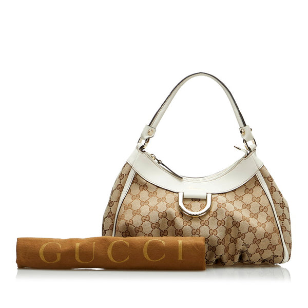 グッチ GGキャンバス アビー ワンショルダーバッグ ハンドバッグ 190525 ベージュ ホワイト キャンバス レザー レディース GUCCI 【中古】