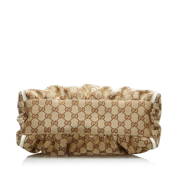 グッチ GGキャンバス アビー ワンショルダーバッグ ハンドバッグ 190525 ベージュ ホワイト キャンバス レザー レディース GUCCI 【中古】